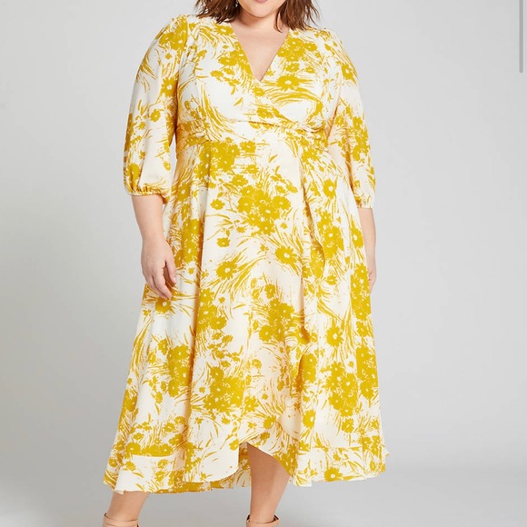 Lane Bryant Dresses & Skirts - Plus size yellow floral wrap dress